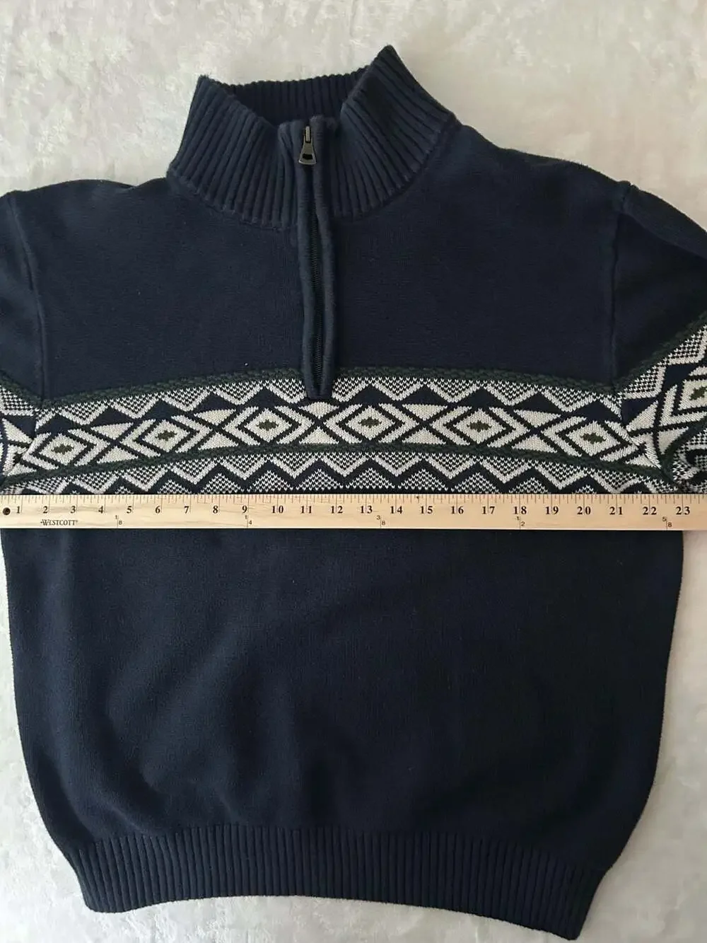 Original Weatherproof Vintage Men's 1/4 Zip Fair Isle Pattern Cotton Pullover